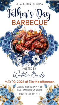 White Floral Father's Day Barbecue invitation Instagram Story template