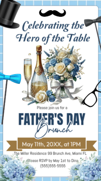 White Floral Father's Day Brunch Invitation Instagram Story Instagram-verhaal template
