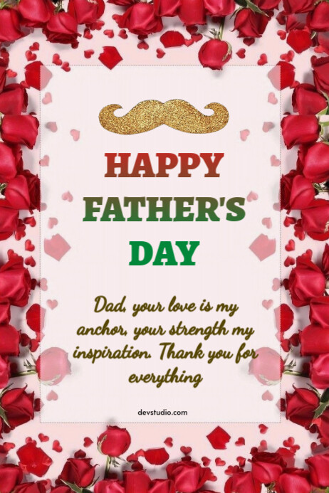 White Floral Father's Day Post Poster Plakkaat template