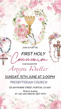 Blanco First Holy Communion Invitation Instagram Story Template