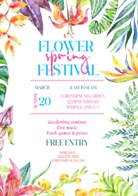 White Floral Flower Spring Garden Festival Invite Poster  A3 template