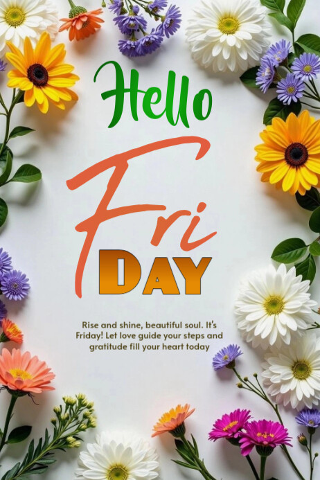 White Floral Friday Post Poster Template | PosterMyWall