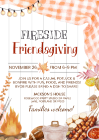 White Friendsgiving Event A6 Template