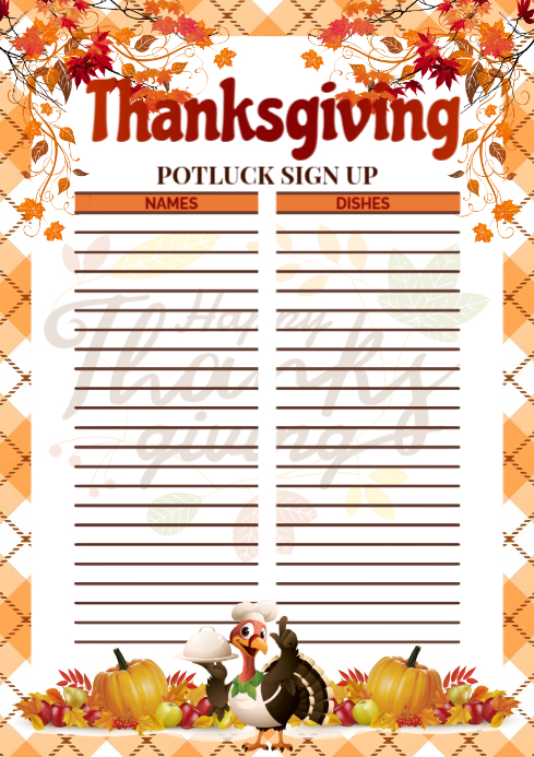 White Floral Friendsgiving Sign Up Sheet Template A4 | PosterMyWall