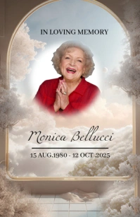 White Floral Funeral Cloudy Half Page Wide template