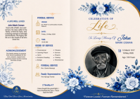 White Floral Funeral Program A3 template