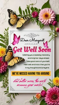 White Floral Get Well Soon Card  Instagram Story template