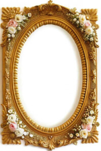 White Floral Golden Blossom Vintage Frame  Poster template