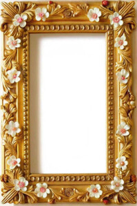 White Floral Golden Blossom Vintage Frame  Poster template