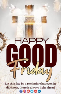 White Floral Good Friday Half Page Wide Video template