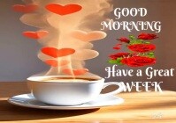 สีน้ำตาล Good Morning Greeting A4 Template