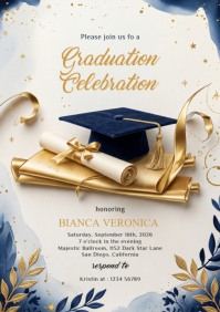 White Graduation Celebration A5 Template