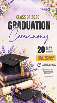 White Floral Graduation Ceremony Instagram Story template