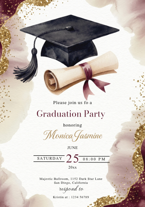 White Graduation Party A5 Template | PosterMyWall