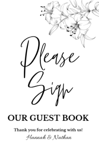 White Guest Book Sign Halv side bred Template