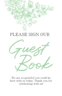 Hvid Guest Book Signage Halv side bred Template