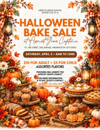 White Halloween Bake Sale Løbeseddel Template