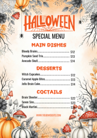 Hvid Halloween Menu A4 Template