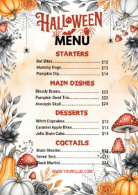White Halloween Menu A4 Template