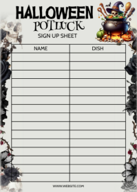 White Halloween Potluck Sign-Up A6 Template