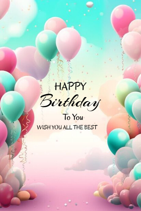 White Floral Happy Birthday To You  Poster template
