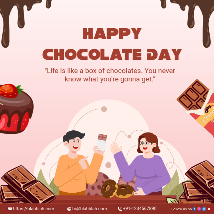 Copy of White Floral Happy Chocolate Day Instagram Post | PosterMyWall