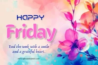 White Floral Happy Friday  Label template