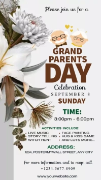 White Floral Happy Grandparents Day Card Inst Instagram Story template