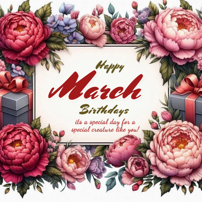Plantilla de White Floral Happy March Birthdays Instagram Post ...