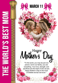 White Floral Happy Mother's Day A4 template