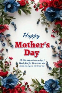 White Floral Happy Mother's Day  Banner 4' × 6' template