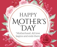 White Floral Happy Mother's Day Celebration Wishes  Medium Rectangle template