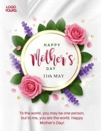 White Floral Happy Mother's Day  Flyer (us Letter) 传单(美国信函) template