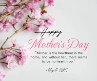 White Floral Happy Mother's Day Celebration Wishes  Medium Rectangle template