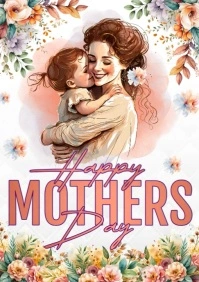 White Floral Happy Mother Day A3 template