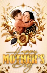 White Floral Happy Mothers Day Half Page Wide Halve pagina breed template