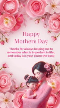 White Floral Happy Mothers Day Wishes Template Whatsapp Status