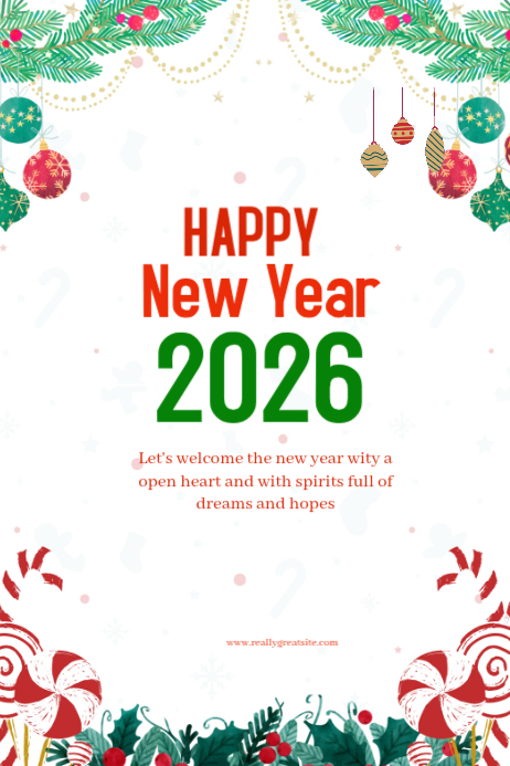 White Floral Happy New Year 2026 Poster Template | PosterMyWall