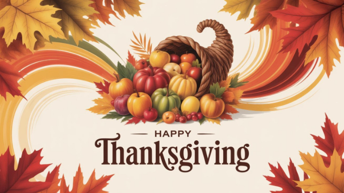 Copy of White Floral Happy Thanksgiving Background With Autumn Leaves ...