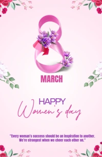 White Floral Happy Women's Day Flyer Half Page Wide template