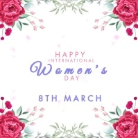 White Floral Happy Women's Day Wish Square (1:1) template