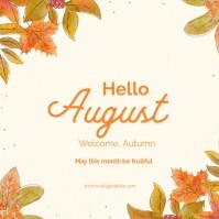 White Floral Hello August 2025 Video Instagram Post template