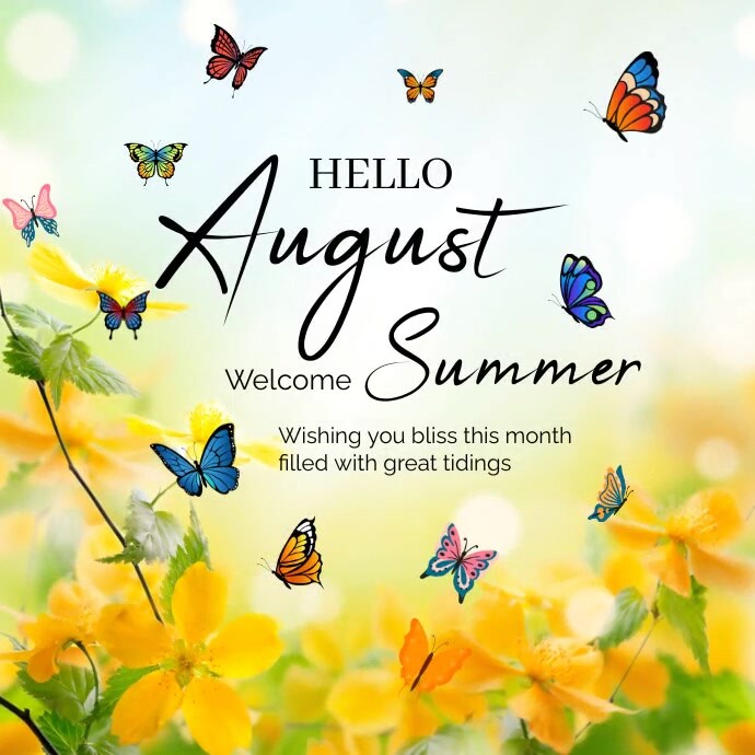Aug Fall Posts Copy of White Floral Hello August Instagram Post | PosterMyWall
