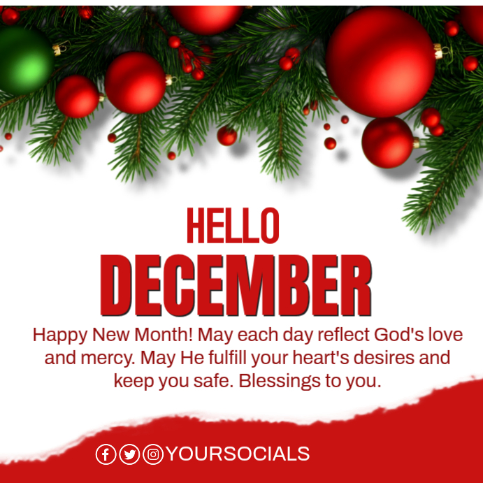 White Floral Hello December Instagram Post Template | PosterMyWall