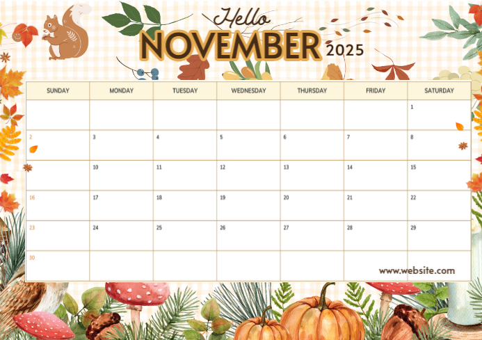 White November Calendar A4 Template | PosterMyWall