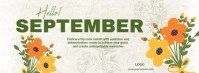 White Floral Hello September Embrace The New Month Facebook Cover Photo template