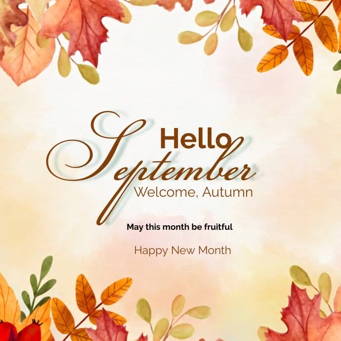 White Floral Hello September Instagram Post Template | PosterMyWall