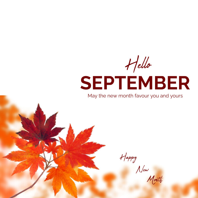 White Floral Hello September Instagram Post Template | PosterMyWall