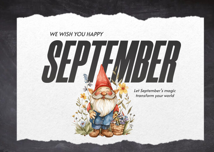 Copy of White Floral Hello September Postcard | PosterMyWall