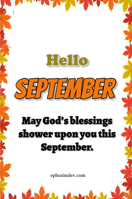White Floral Hello September Poster Templat | PosterMyWall